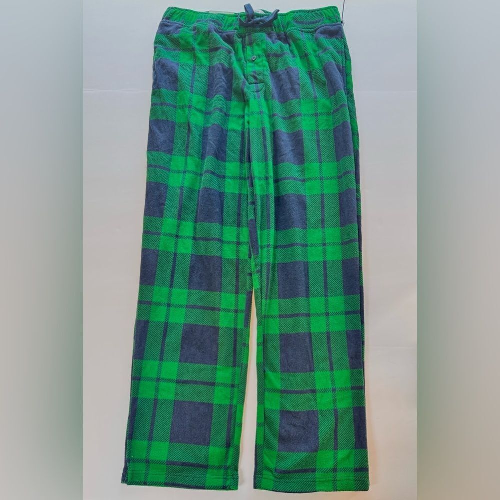 Goodfellow & Co Green and Navy Plaid Microfleece Pajama Pants Size L (36/38)